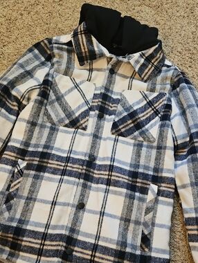 Urban Republic Black & White Plaid Sherpa-Lined Shacket